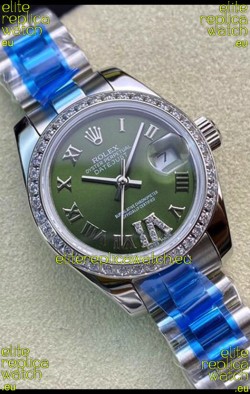 Rolex Datejust 28MM Swiss Replica in 904L Steel in Green Dial - 1:1 Mirror Replica