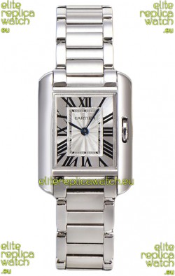 Cartier Tank Anglaise Steel Casing in Steel Strap Swiss Quartz Watch 30MM