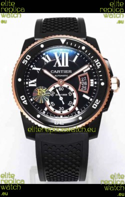 Calibre De Cartier Watch 42MM Blue Dial PVD Coated Case - 1:1 Mirror Replica Watch