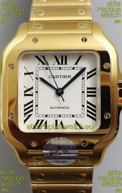 Santos De Cartier 1:1 Mirror Replica - 36MM Yellow Gold Swiss Movement Watch 