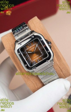 Cartier Santos De Cartier 904L Steel Brown Dial 1:1 Mirror Replica - 35MM Stainless Steel Watch
