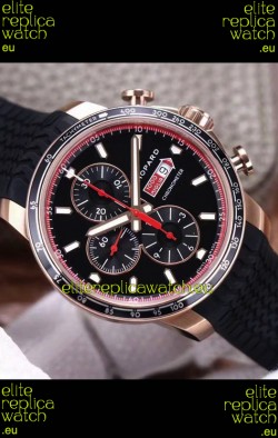 Chopard Classic Racing Chronograph 1:1 Mirror Replica Watch in Rose Gold Casing - Black Dial 