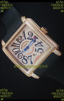 Franck Muller Conquistador King Automatic Watch in Pink Gold with Nylon Strap