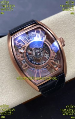Franck Muller Curvex Grand Central Tourbillon Rose Gold Casing Watch in 1:1 Mirror Replica Watch