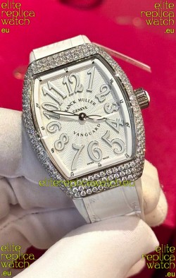 Franck Muller V32 Swiss Quartz Mossanite 1:1 Replica Watch 36MM White Numerals