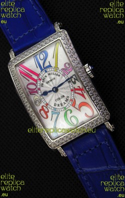 Franck Muller Long Island Color Dreams Ladies Swiss Replica Watch - Blue Strap