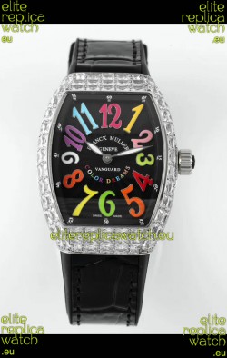 Franck Muller Vanguard V32 Black Dial - Color Dreams with Diamonds Casing Swiss Replica