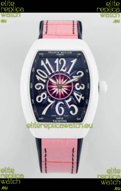 Franck Muller Vanguard Yachting V32 Ceramic Casing Pink Dial/Strap Swiss Replica Watch 