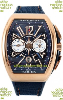 Franck Muller Vanguard V45 Chronograph 904L Rose Gold Blue Dial Swiss Watch