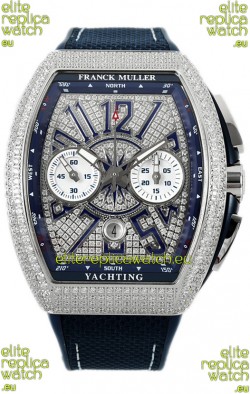Franck Muller Vanguard V45 Chronograph 904L Steel Diamonds Embedded Dial Swiss Replica