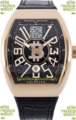 Franck Muller Vanguard Encrypto BTC V45 Rose Gold Casing Swiss Replica Watch