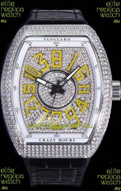 Franck Muller Vanguard Crazy Hours Edition Swiss Replica Watch - Yellow Numerals