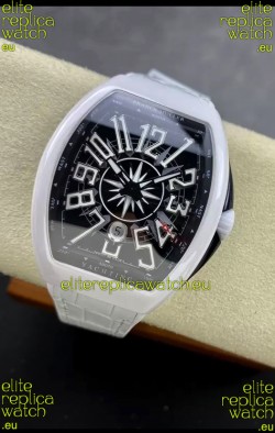 Franck Muller Vanguard Yachting White Ceramic Black Dial 1:1 Mirror Swiss Replica Watch