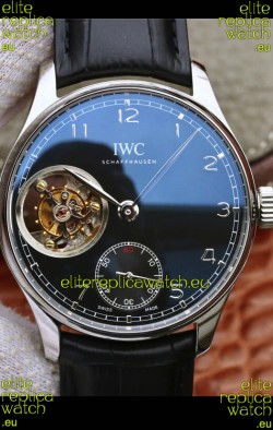 IWC Portuguese Genuine Swiss Tourbillon Movement Watch in Black Dial