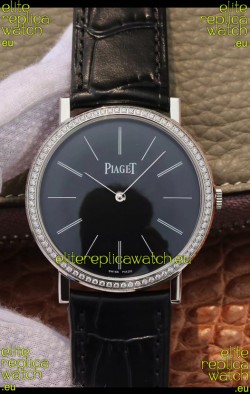 Piaget Altiplano G0A29113 1:1 Mirror Swiss Replica Watch in Black Dial Diamonds Bezel 