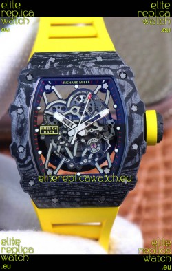 Richard Mille RM35-02 Rafael Nadal Forged Carbon Case with Yellow Strap - 1:1 Super Swiss Quality