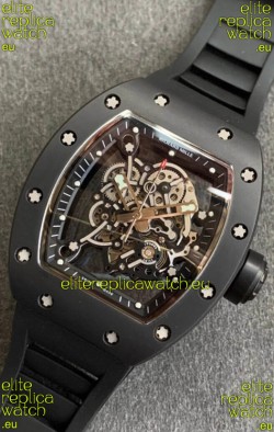 Richard Mille RM055 Ceramic Casing 1:1 Mirror Replica Watch in Black Strap 