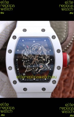 Richard Mille RM055 Ceramic Casing 1:1 Mirror Replica Watch in White Strap 