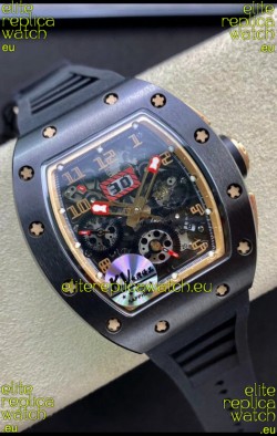 Richard Mille RM011 Felipe Massa 1:1 Mirror Quality One Piece Black Ceramic Rose Gold Watch 