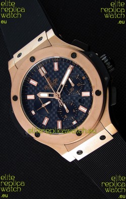 Hublot Big Bang Carbon Dial Pink Gold Case Swiss Replica Watch : 1:1 Mirror Replica 