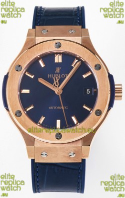 Hublot Super Clone Classic Fusion Rose Gold 38MM 1:1 Mirror Replica Watch Blue Dial