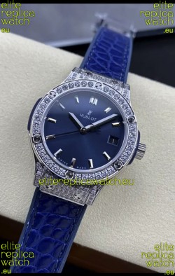Hublot Classic Fusion Stainless Steel 33MM Blue Dial Swiss Quartz Movement Watch 1:1 Mirror Quality
