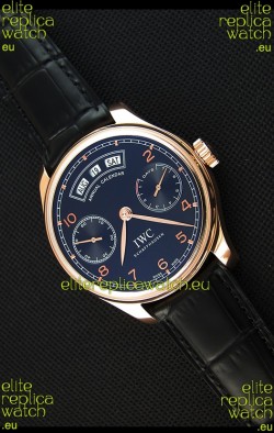 IWC Portugieser Annual Calender Midnight Blue Pink Gold IW503504 1:1 Mirror Replica