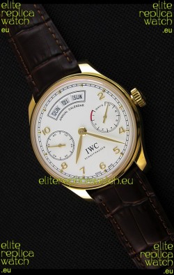 IWC Portugieser Annual Calender White Dial Yellow Gold IW503502 1:1 Mirror Replica 