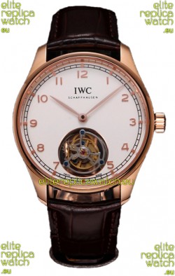IWC Portugieser IW545801 Hand-Wound Genuine Tourbillon Rose Gold Swiss Replica Watch 
