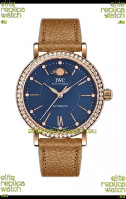 IWC Portofino IW6596 Automatic Moon Phase Rose Gold Casing Watch in Blue Dial 37MM