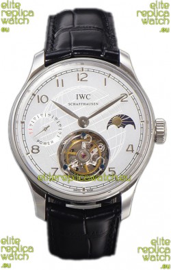 IWC Portugese Hand-Wound Genuine Tourbillon White Dial Steel Casing Swiss Replica Watch 
