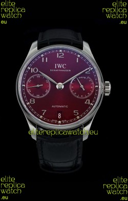 IWC Portugieser Swiss IW500714 1:1 Mirror 904L Steel Watch Burgundy Dial Watch 