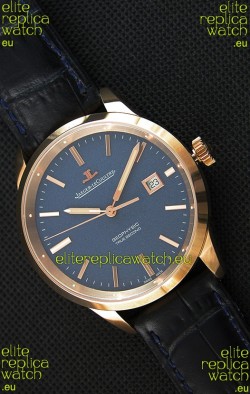 Jaeger LeCoultre Geophysic True Second Pink Gold Swiss Replica Watch Blue Dial 