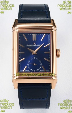 Jaeger-LeCoultre Reverso Super Clone DuoFace Blue/White Rose Gold Replica Watch 