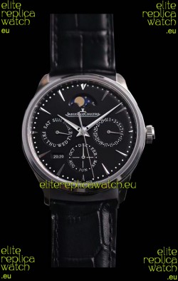 Jaeger LeCoultre Master Ultra Thin Perpetual Swiss Replica Watch in Black Dial 