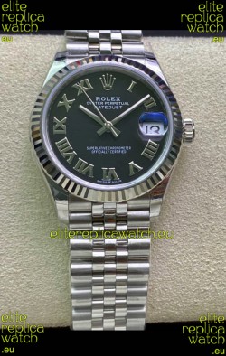 Rolex Datejust 31MM ETA-2671 Movement Swiss Replica in 904L Steel in Black Roman Dial