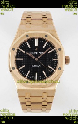 Audemars Piguet Royal Oak 15400 41MM Black Dial 904L Rose Gold CALIBRE 3120 Movement 1:1 Mirror Replica