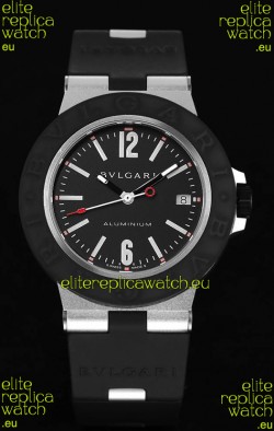 Bvlgari Aluminum 1:1 Mirror Swisss Replica Watch in Black Dial 