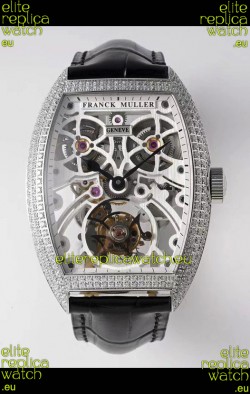 Franck Muller Fast Tourbillon Edition 1:1 Mirror Swiss Replica Watch in Diamonds Casing 