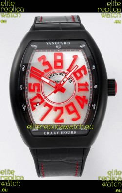 Franck Muller Vanguard Crazy Hours in DLC Coated Casing White Dial Swiss Replica Watch 
