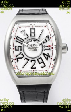 Franck Muller Vanguard Crazy Hours in Stainless Steel - White Dial Swiss Replica Watch 