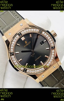 Hublot Classic Fusion Rose Gold Grey Dial Swiss Replica Watch 1:1 Mirror Quality 