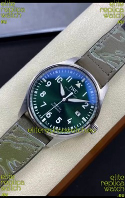 IWC Pilot MARK Series IW328205 1:1 Mirror Swiss Replica Watch in Green Dial Leather Strap