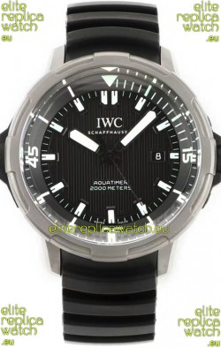 IWC Aquatimer IW358002 1:1 Titanium Mirror Swiss Replica Watch in Black Dial Rubber Strap