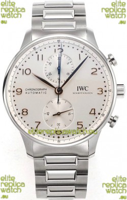 IWC Portuguese Chronograph Swiss Replica Watch in Steel Case Steel White Dial - 1:1 Mirror Replica Edition