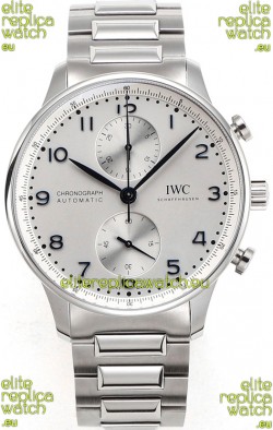 IWC Portuguese Chronograph Swiss Replica Watch in Steel Case White Dial - 1:1 Mirror Replica Edition