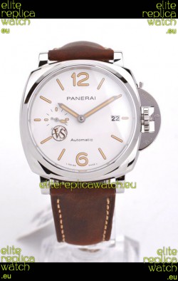 Panerai Luminor DUE PAM1046 White Dial 42MM 1:1 Mirror Quality - 904L Steel in Leather Strap 