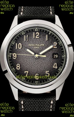 Patek Philippe Calatrava 5226G-001 904L Steel 1:1 Mirror Replica Watch Hybrid Leather/Canvas Strap