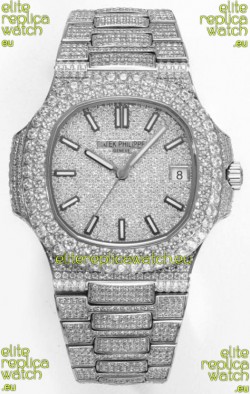 Patek Philippe Nautilus 5711/A Swiss Replica Watch 1:1 Mirror Replica in 904L Steel Diamonds Casing