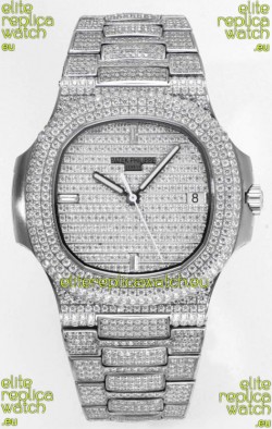 Patek Philippe Nautilus 5711/A Swiss Replica Watch 1:1 Mirror Replica in 904L Steel Diamonds Casing
